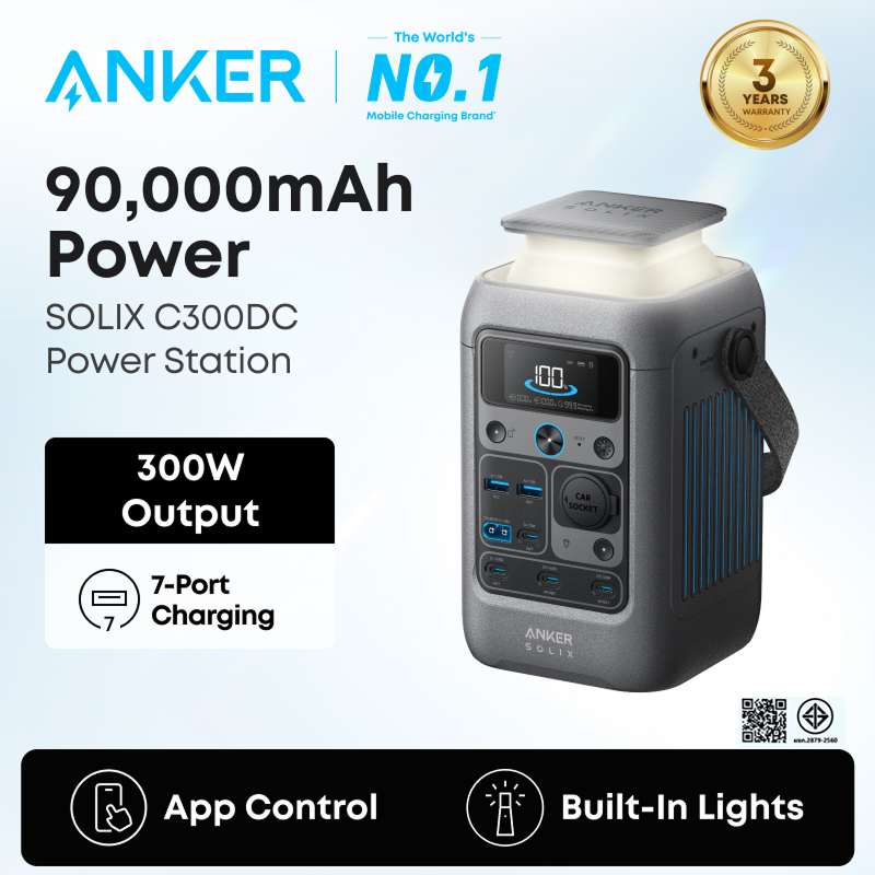 [HOT]Anker SOLIX C300DC Power Station Powerbank กลางแจ้ง 288Wh(90,000mAh) แบบพกพา Power Station แบตเ