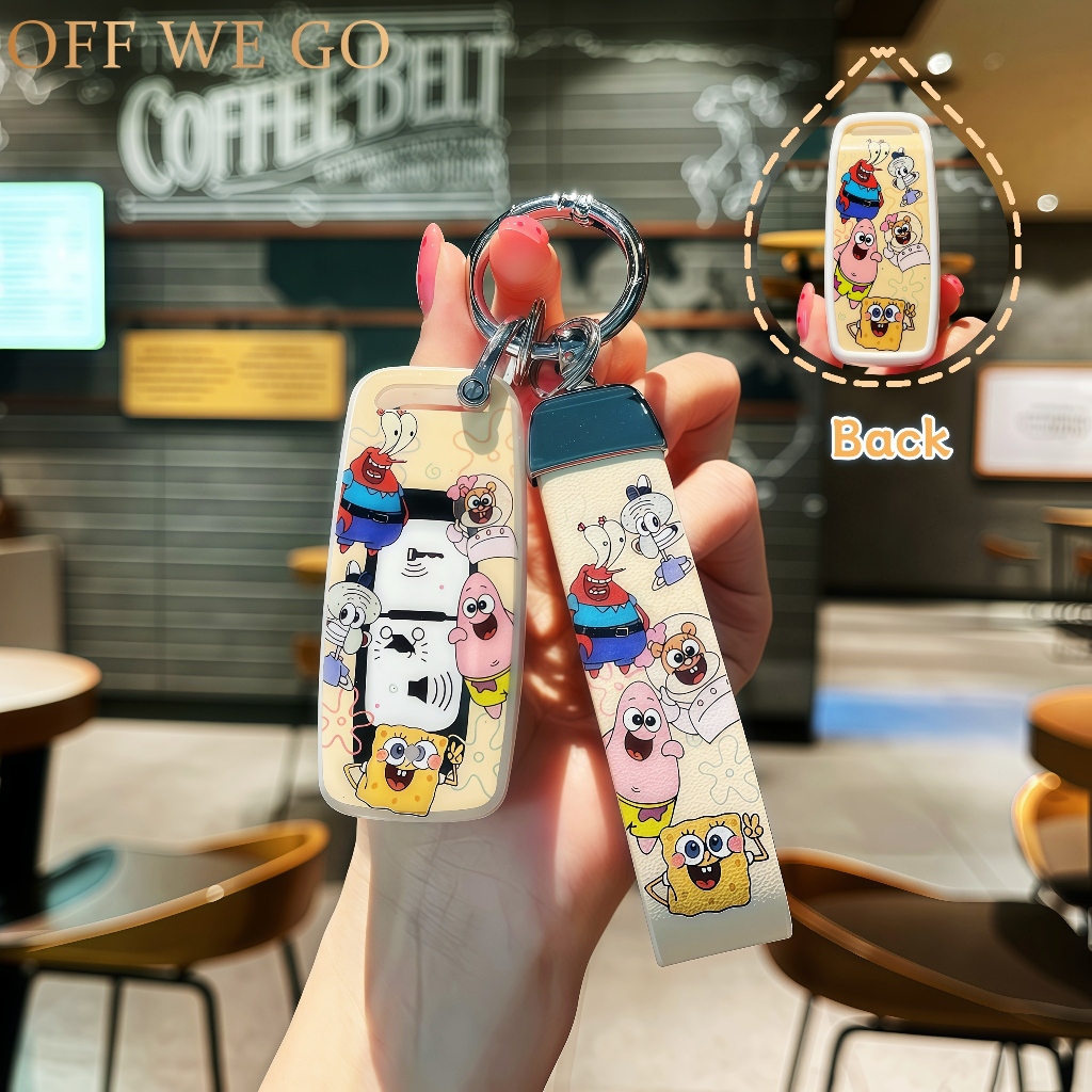 TPU Keycase พร้อม SpongeBob พิมพ์, เหมาะสําหรับ Honda Vario 160/PCX 150/160/160 ADV/Click GC 150 V2- ป้องกันรอยขีดข่วน