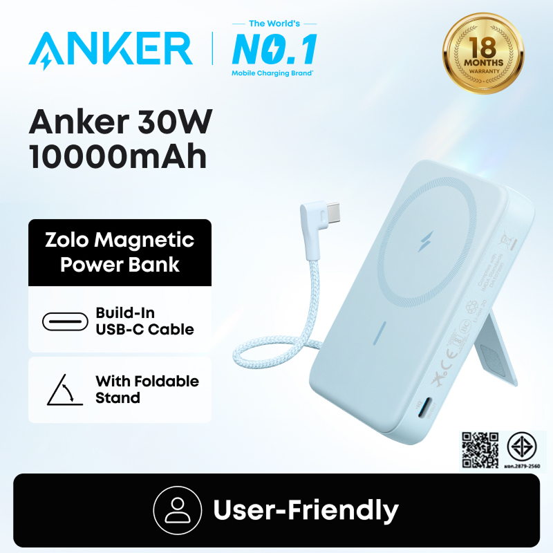 [For iPhone 17/16/15/Samsung]Anker Zolo 10000mAh Magnetic powerbank พาวเวอร์แบงค์ 30W ชาร์จไว  พาเวอ