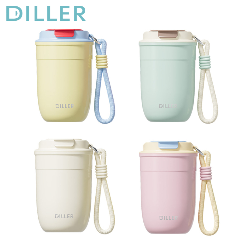Diller 13.5oz/400ml แก้วกาแฟสแตนเลสพร้อมฝาปิดกระติกน้ําสูญญากาศแก้วน้ําร้อนและเย็น D9506