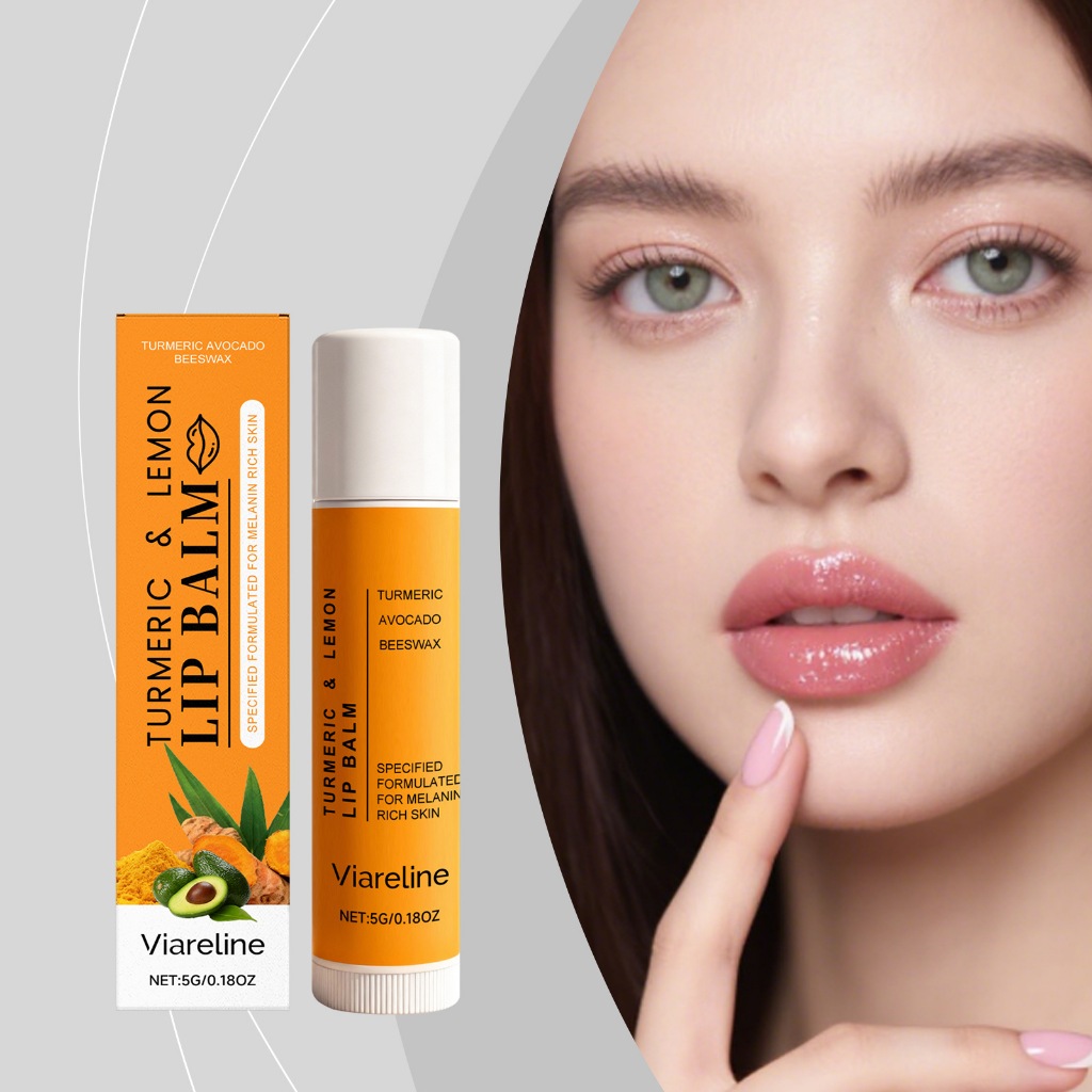 VIARELINE Turmeric & Lemon Moisturizing Lip Balm สําหรับริมฝีปากคล้ํา Lightening Lip Balm 0.18oz
