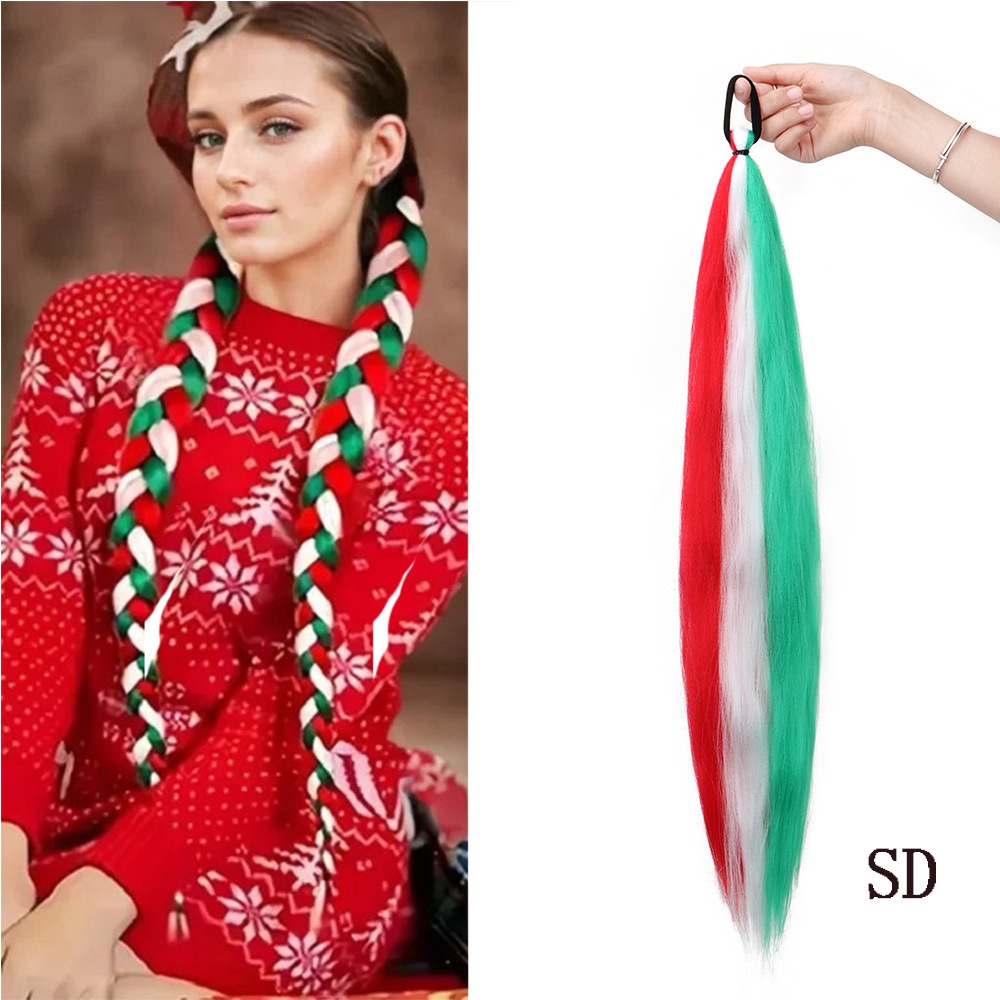 วิกผมหางม้าปลอมสีสันสดใสพร้อมแถบยางสําหรับสวมใส่ง่ายของเด็กผู้หญิง - รูปที่ 7