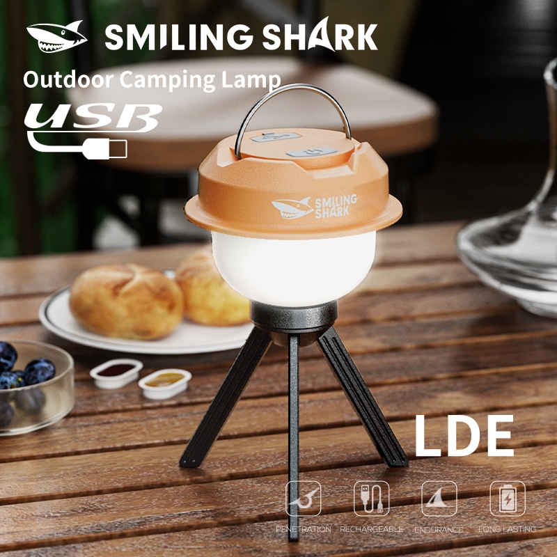 SMILING SHARK LED Camping Light ชาร์จ Camping โคมไฟ 8 สี RGB Ambient Light สนับสนุน 5 โหมด Type-c กันน้ํากลางแจ้ง Camping Party แสง LY8244 - รูปที่ 2