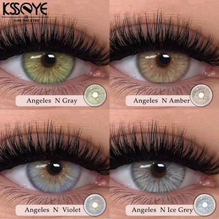 【ค่าสายตา：0~-8.00】KSSEYE สีคอนแทคเลนส์ 2 ชิ้น Angeles ซีรีส์ 14.2 มม. เลนส์นุ่มประจําปีกรณีเลนส์ฟรี