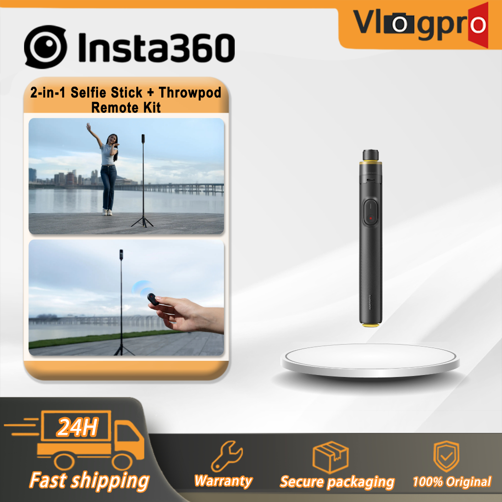 Insta360 2-in-1 Selfie Stick + Throwpod Remote Kit สําหรับ GO Ultra/X5/X4 Air/Ace Pro 2/GO 3S/Flow 2