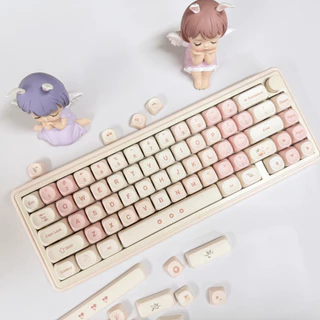 Thai Language PBT Keycap MOA ธีมสีชมพู Cherry Dye Sublimation สาวน่ารักบุคลิกภาพสร้างสรรค์ไทยภาษาอังกฤษ Adapt Mechanical Keyboard cross Adapt To 61/64/68/71/75/84/87/96/98/100/104/108