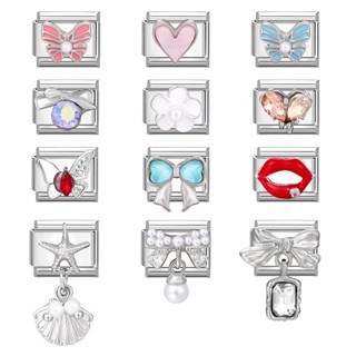 อัญญาณีผีเสื้อและสร้อยข้อมือสไตล์อิตาลี พลาสเตนเลส