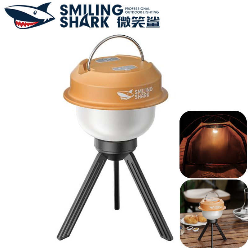 SMILING SHARK LED Camping Light ชาร์จ Camping โคมไฟ 8 สี RGB Ambient Light สนับสนุน 5 โหมด Type-c กันน้ํากลางแจ้ง Camping Party แสง LY8244