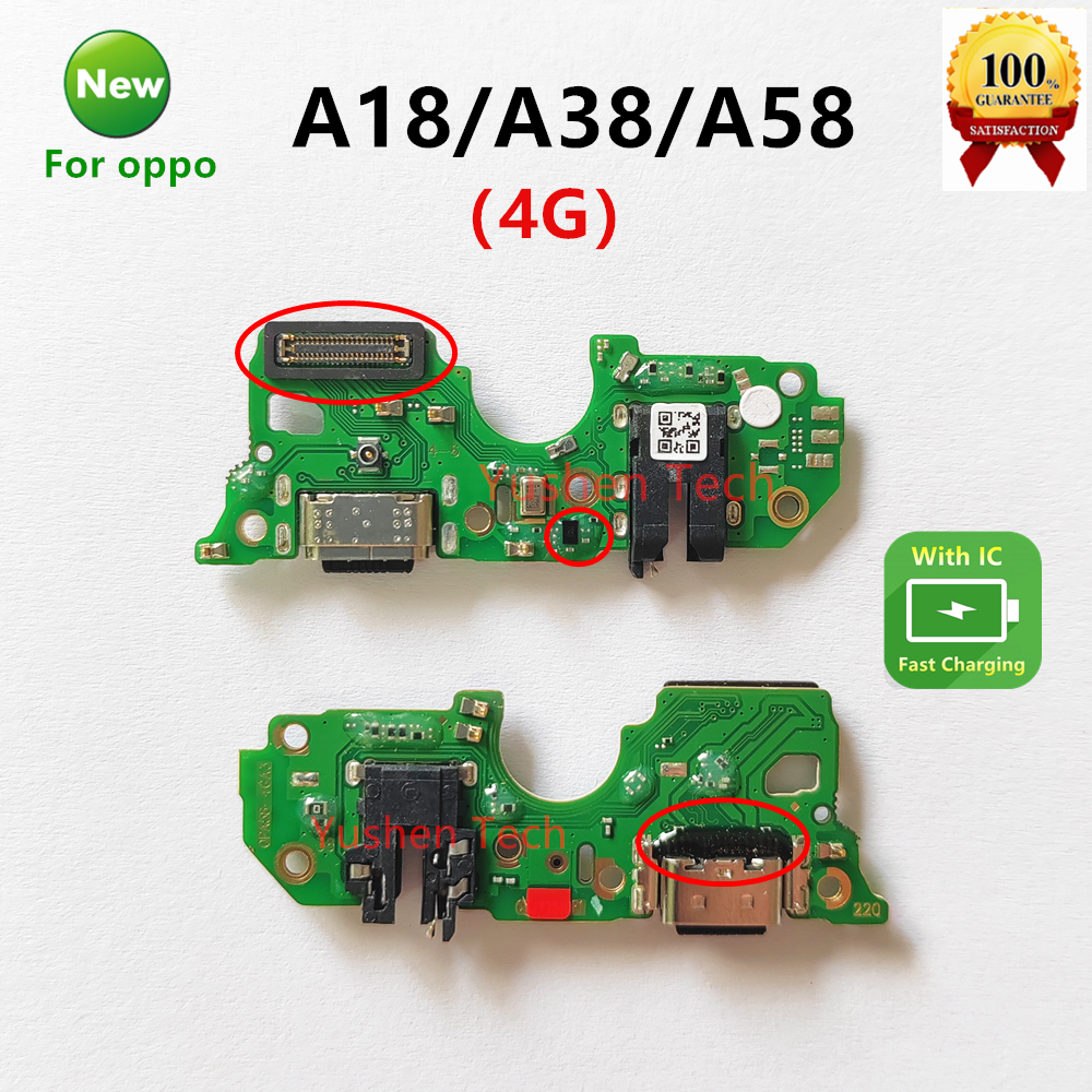 สําหรับOppo A18 A38 A58 4G CPH2579 CPH2591 ชาร์จพอร์ตชาร์จเชื่อมต่อFlexสายUSBพอร์ตบอร์ดแจ็คเสียงปลั๊กไมโครโฟนPCBอะไหล่ซ่อม