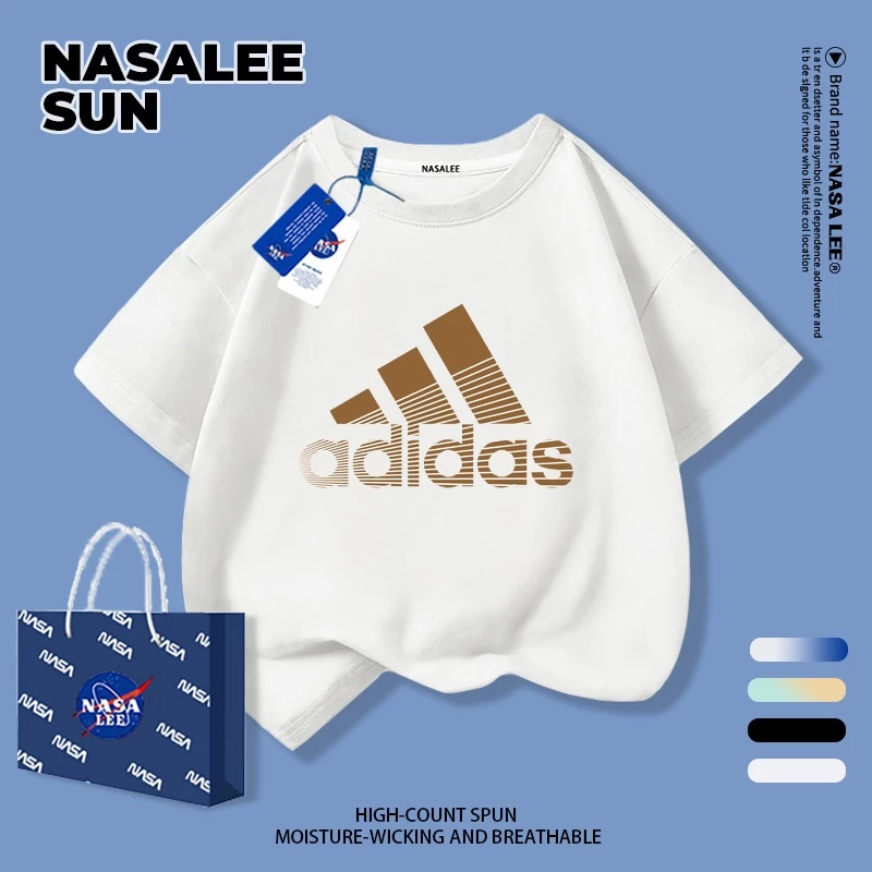 【จัดส่งทันทีวันเดียวกัน】เสื้อยืดแขนสั้น NASA สำหรับเด็ก สีขาว ทำจากผ้าฝ้ายนุ่มสบาย ลวดลายพิมพ์สไตล์ทันสมัย เหมาะสำหรับเด็กอายุ 3-16 ปี (ทั้งชายและหญิง)