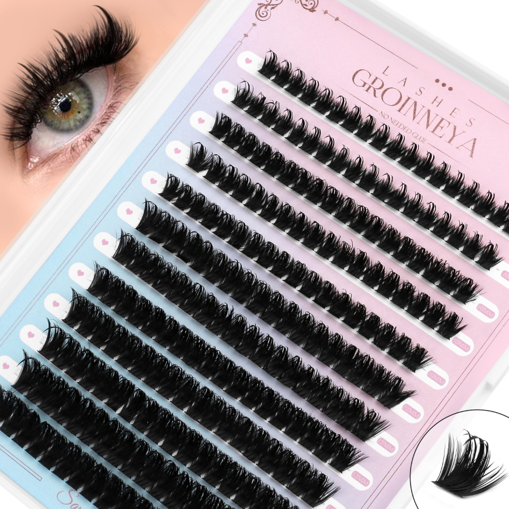 GROINNEYA Voluminous Lashes Cat Eye อะนิเมะ Dramaical Lashes Thin Root Fluffy หนาแน่น DIY False Lashes Extension