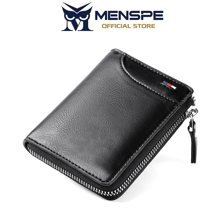 MENSPE กระเป๋าสตางค์หนัง PU สั้นสำหรับผู้ชาย ป้องกันการโจรกรรม สไตล์เรโทร เหมาะสำหรับธุรกิจ น้ำหนักเบา ใส่บัตรได้หลายช่อง เหมาะสำหรับเดินทาง