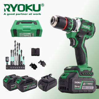 RYOKU สว่านไร้สาย 20V 2.6ah สว่านกระแทกแบบไม่มีแปรง 13MM สว่านกระแทกพร้อมแบต 2 อัน