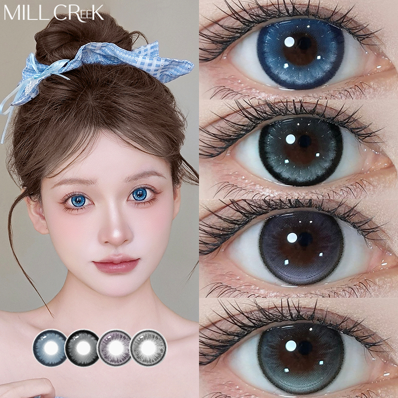 Mill Creek คอนแทคเลนส์สีใหม่ 14.5 มม. เส้นผ่านศูนย์กลางขนาดใหญ่ คอนแทคเลนส์ที่มีความเข้มข้นสูง 1 ปีใ