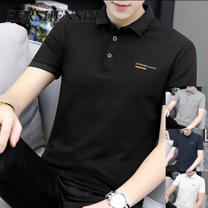 EERSHENSHI เสื้อโปโลผู้ชายฤดูร้อนใหม่สไตล์เกาหลีผู้ชายอินเทรนด์เสื้อโปโลแขนสั้นเสื้อลำลอง