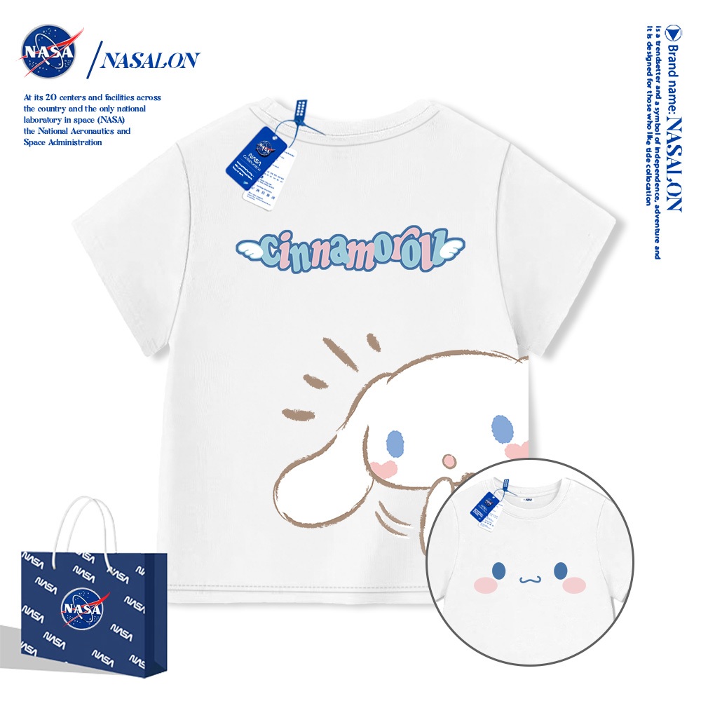 NASA เสื้อแขนสั้นเด็ก Cotton 100% เสื้อยืดแขนสั้นเด็กผู้หญิง ลายการ์ตูนซานริโอ้ คุณภาพดี ระบายอากาศดี
