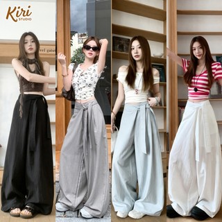 4สี กางเกงขายาว กางเกงลำลอง ทรงหลวม ออกแบบสวย เชือกผูกโบว์เอว#101267
