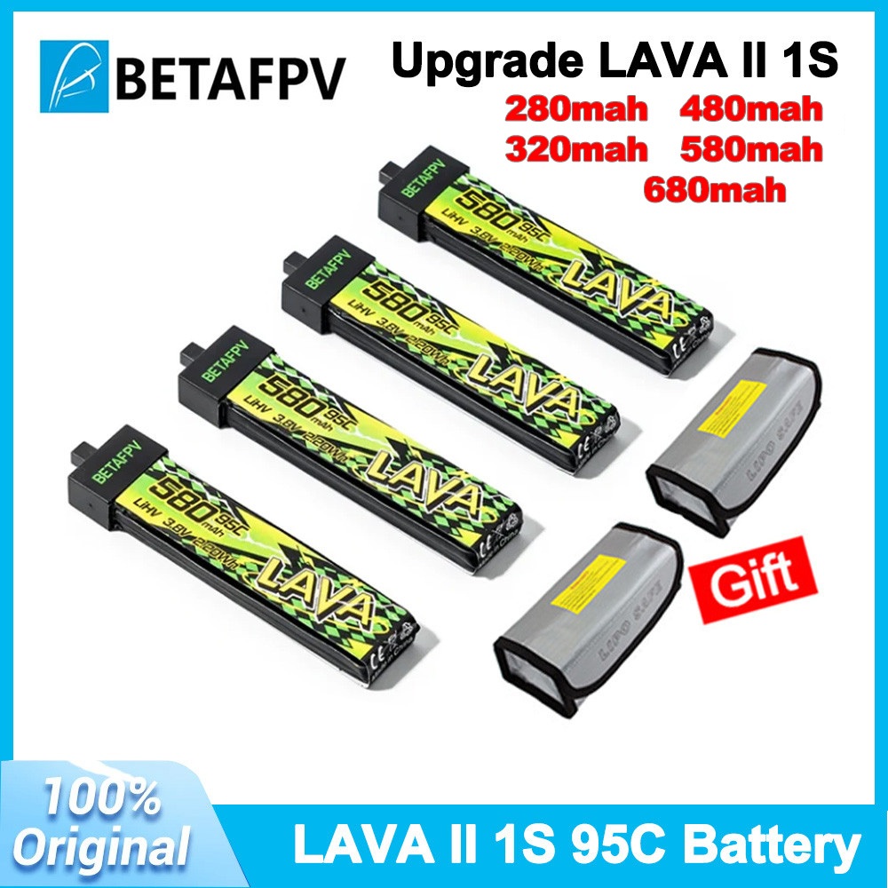 ใหม่ BETAFPV LAVA II 1S 95C แบตเตอรี่ 280 320 480 580 680mAh 3.8V LiHV แบตเตอรี่ BT2.0 สําหรับ Air65
