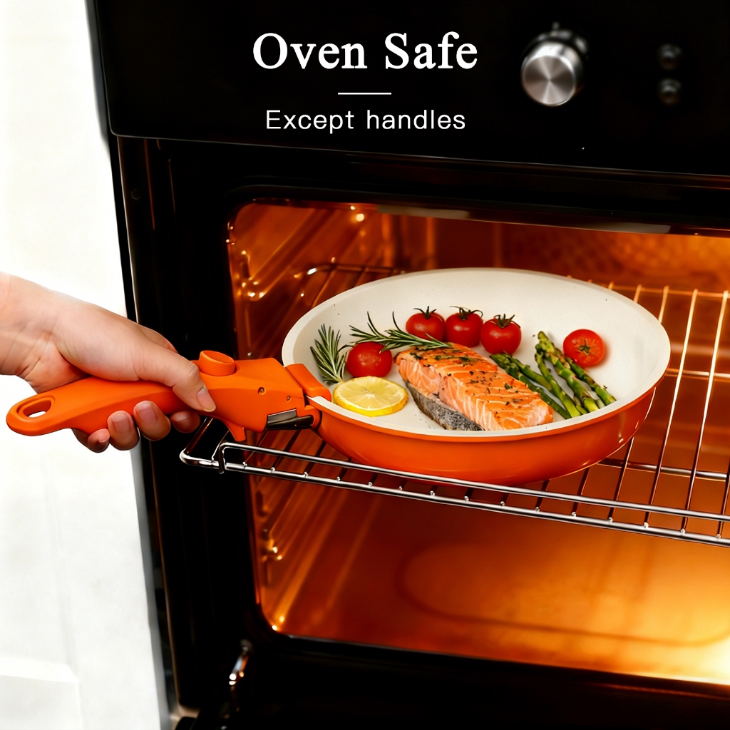 GiPP 5 ชิ้นชุด Non-stick เซรามิค Rock ชุดเครื่องครัวจับที่ถอดออกได้ Non Toxic, PFAS & PTFE& PFOA ฟรีเหมาะสําหรับเตาทั้งหมด (แก๊ส, ไฟฟ้า & Induction) - รูปที่ 3