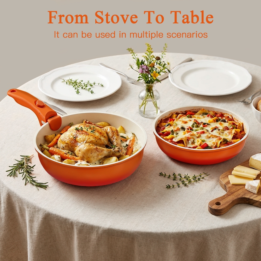 GiPP 5 ชิ้นชุด Non-stick เซรามิค Rock ชุดเครื่องครัวจับที่ถอดออกได้ Non Toxic, PFAS & PTFE& PFOA ฟรีเหมาะสําหรับเตาทั้งหมด (แก๊ส, ไฟฟ้า & Induction) - รูปที่ 6