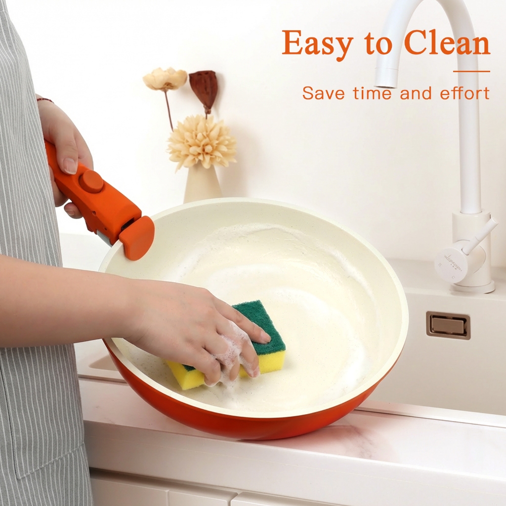 GiPP 5 ชิ้นชุด Non-stick เซรามิค Rock ชุดเครื่องครัวจับที่ถอดออกได้ Non Toxic, PFAS & PTFE& PFOA ฟรีเหมาะสําหรับเตาทั้งหมด (แก๊ส, ไฟฟ้า & Induction) - รูปที่ 4