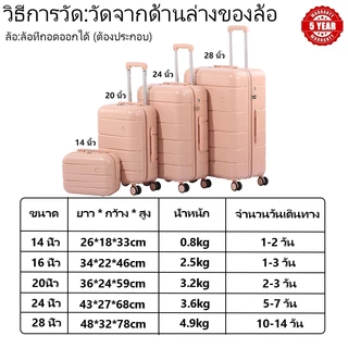 GOTURE กระเป๋าเดินทางล้อ 24/28 นิ้ว ล้อหมุน 4 ล้อ ABS+PC 14/16/20นิ้วสามารถนำขึ้นเครื่องบินได้