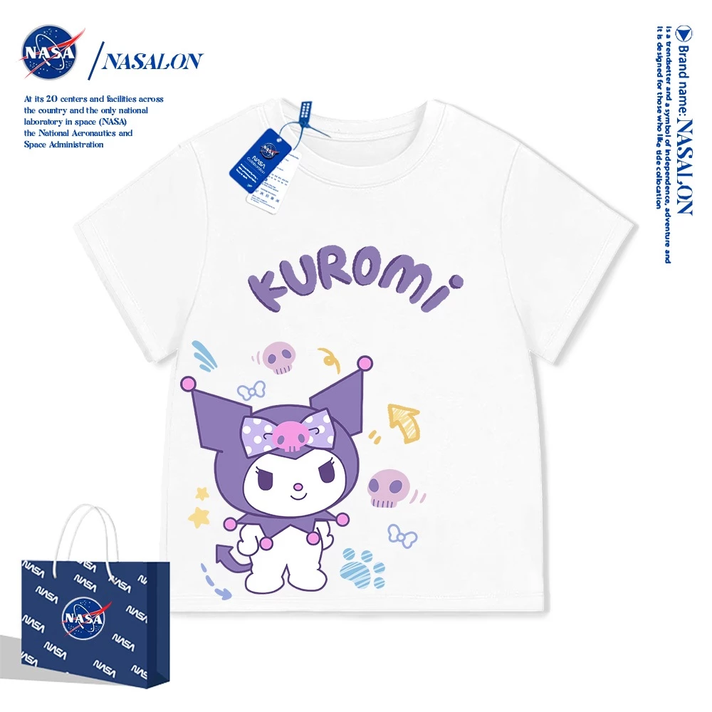 NASA เสื้อแขนสั้นเด็ก Cotton 100% ลายการ์ตูนคุโรมิ เสื้อยืดแขนสั้นเด็กผู้หญิง คุณภาพดี นุ่มสบาย สไตล์เกาหลี