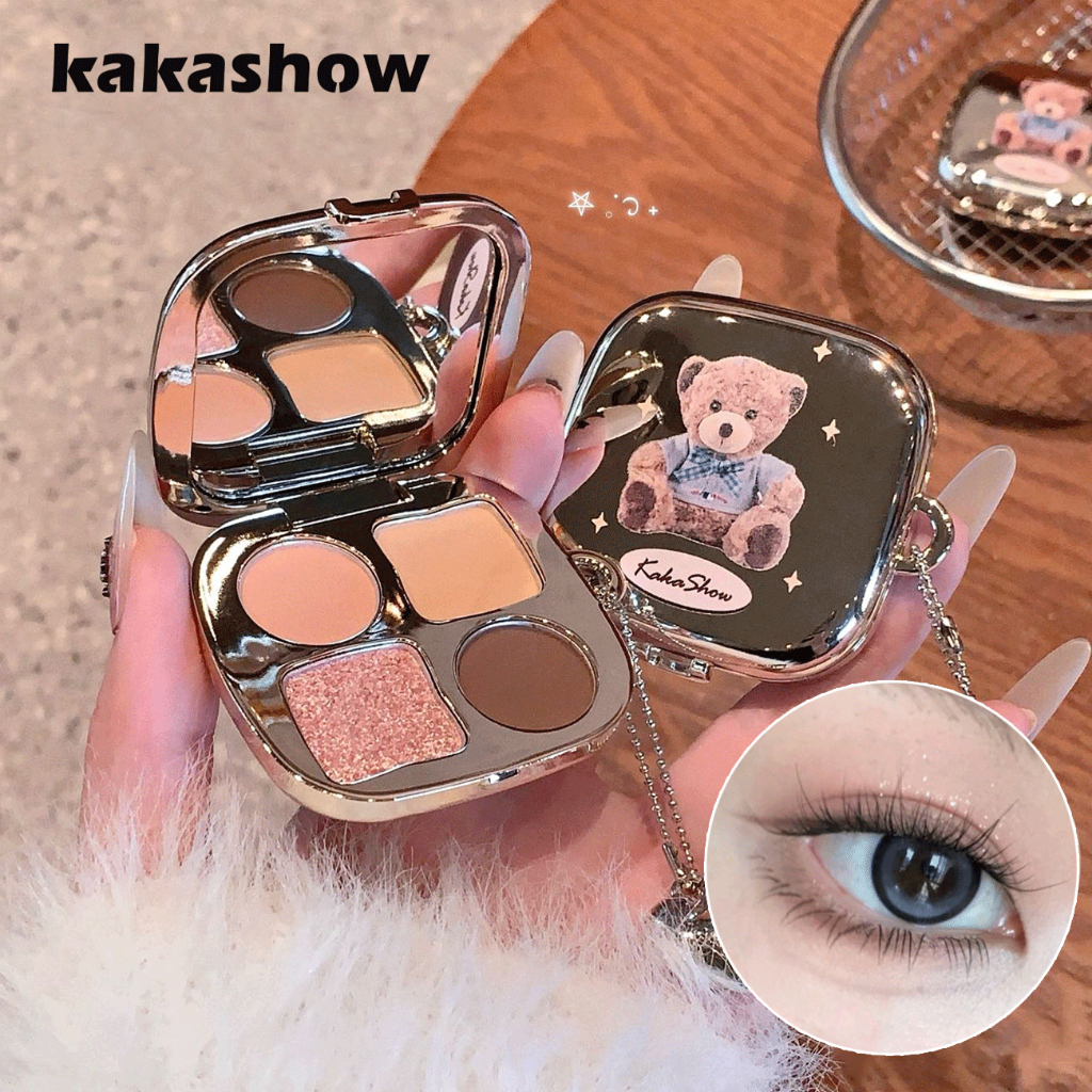 KAKASHOW พาเลทอายแชโดว์ 4 สี – ชิมเมอร์เนื้อแมตต์ธรรมชาติกันน้ําเหงื่อทนความอิ่มตัวต่ําสีเอิร์ธโทนอายแชโดว์ C634