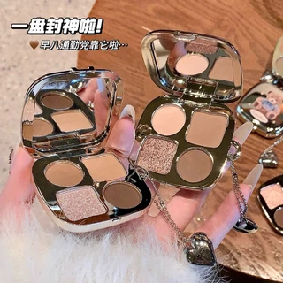 KAKASHOW พาเลทอายแชโดว์ 4 สี - ชิมเมอร์เนื้อแมตต์ธรรมชาติกันน้ําเหงื่อทนความอิ่มตัวต่ําสีเอิร์ธโทนอายแชโดว์ C634