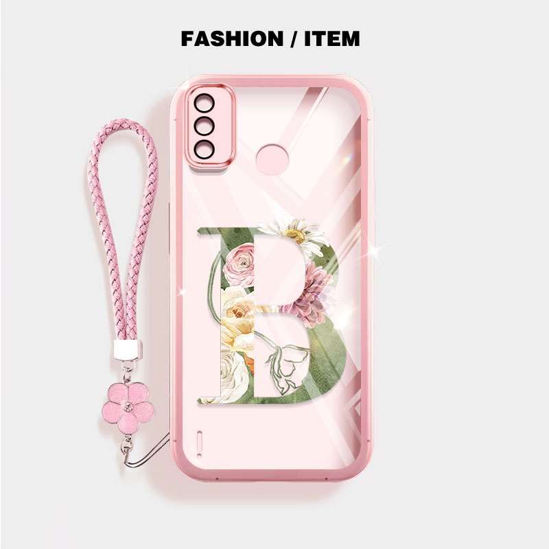 VRQRสําหรับTecno Spark Go 2022 Spark 8C Spark 6 Go KG5k KG5j KE5j KE5k Letterดอกไม้กันกระแทกใสเคสโทร