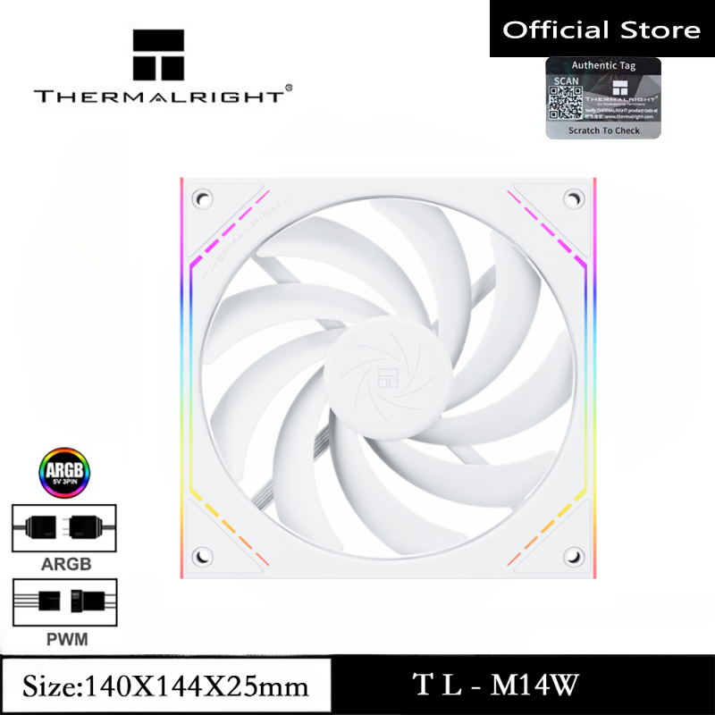 Thermalright TL-M14W ARGB 140 มม. CPU Cooler 1500RPM 4Pin PWM เงียบ กรอบกระจก/Aperture Iridescent