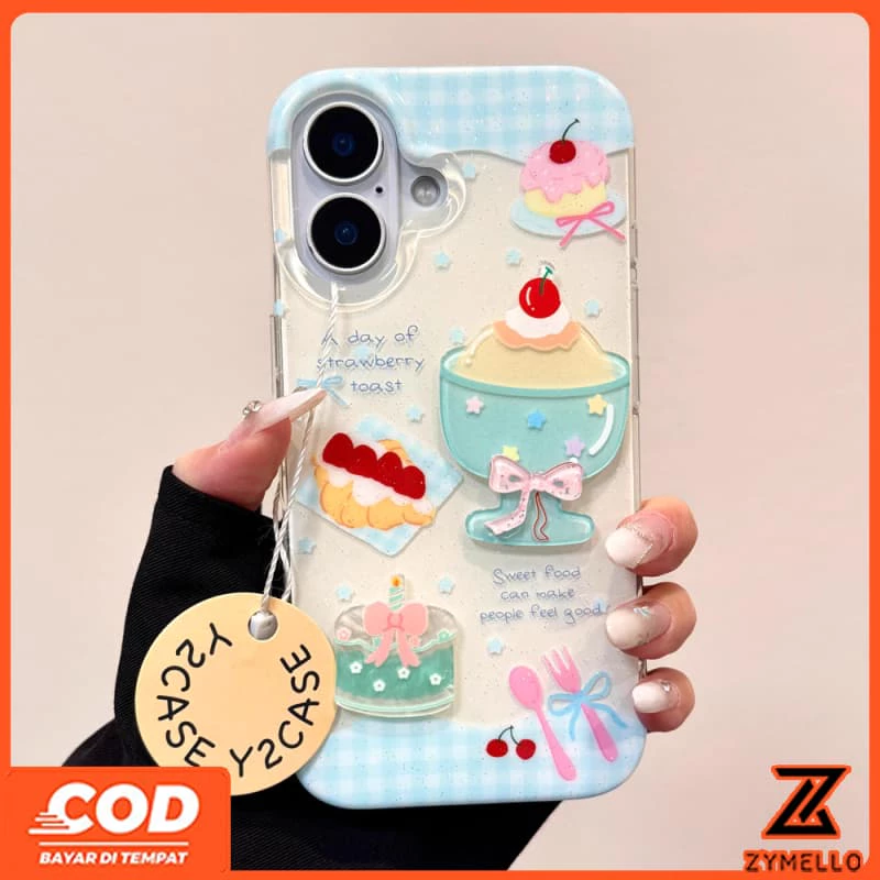 เหมาะสําหรับ OPPO Reno16F 16Pro 15F 15ProMax 14F 14Pro 13F 13Pro 12F 12Pro 11F 11Pro 10Pro 8T 8Z 7Z 6Z สีแดงสด 3D เชอร์รี่ขนมกันกระแทก TPU โพธิ์