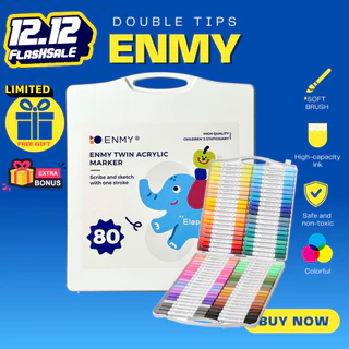 เอ็นมี่ คู่เคล็ดลับอะคริลิปากกามาร์กเกอร์80/60/48/36/24/12สีชุดนุ่มและดีแปรงเด็กปัจจุบัน