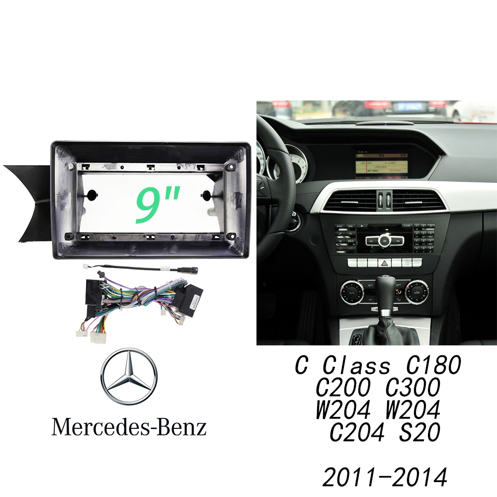 Honxun 2din สเตอริโอแผงกลางวิทยุกรอบสําหรับ Benz C Class C180 C200 C300 W204 W204 C204 S20 2011-2014