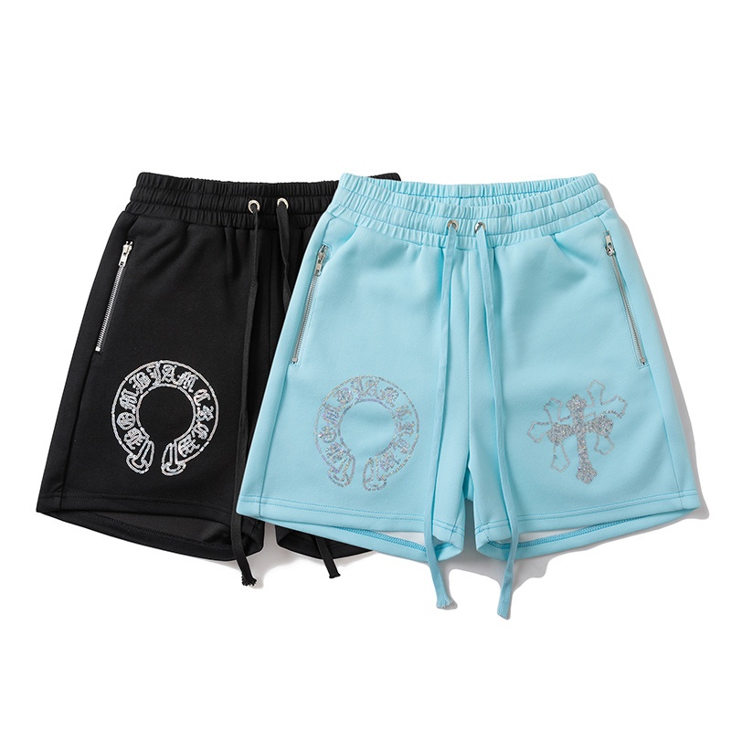 American Street Wear Super Hot Sequin Cross สันสกฤตปักกางเกงขาสั้นแฟชั่น All-Match Street Wear กางเกงขาสั้น Unisex