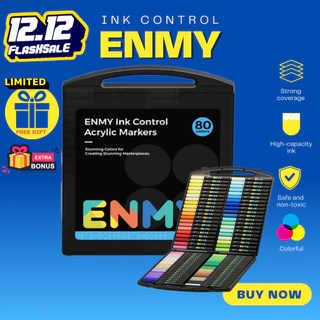 ENMY ปากกาอะคริลิก หยดน้ำตรง กล่องดำ 24/36/48/60/80 สี ปลายนุ่ม วาดหลายพื้นผิว สีสดใส เหมาะเป็นของขวัญ