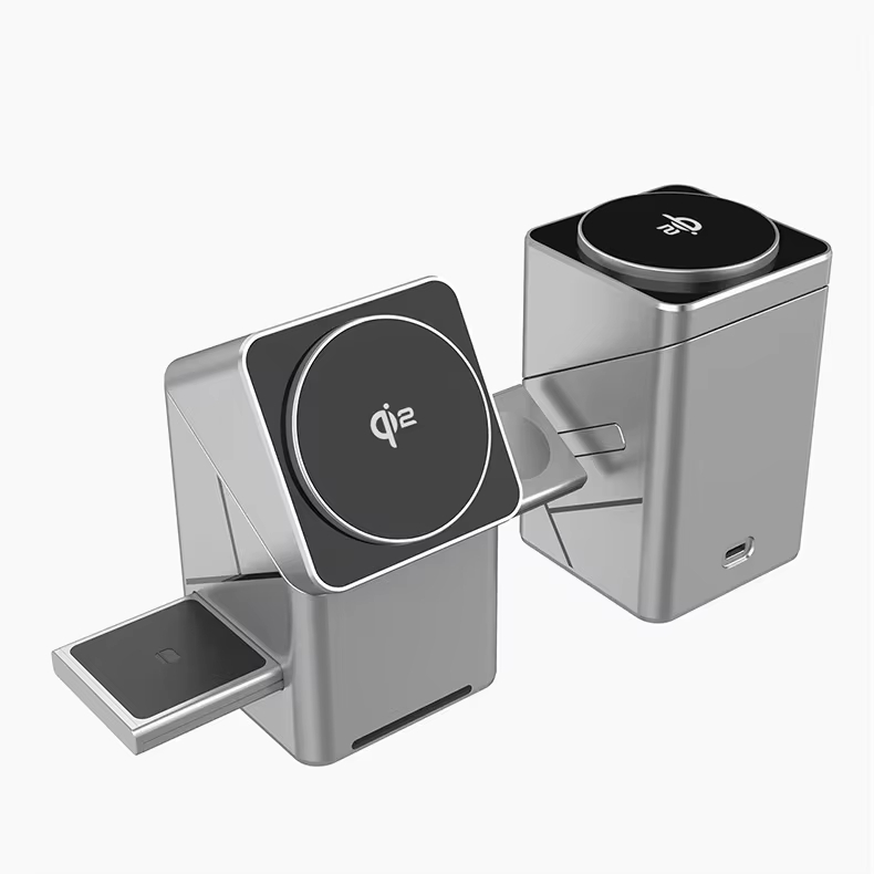 Qi2 3 in 1 Wireless Charger พร้อม Magic Cube หมุนอัตโนมัติสําหรับ IPhone 16/15/14 Pro Max AirPods และ IWatch Fast Charging