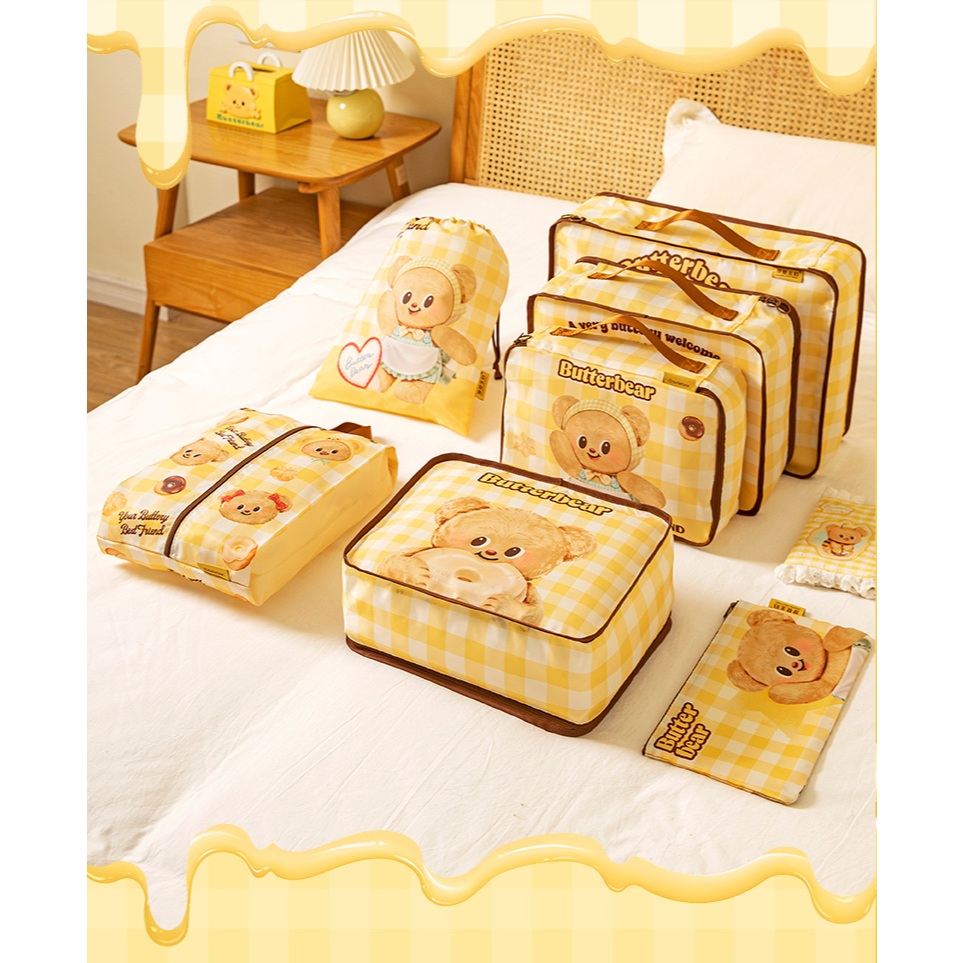 [อาเรีย] [แม่บ้านสมัยใหม่ & หมีเนย] กระเป๋าเก็บของสําหรับเดินทางกระเป๋าเดินทางเสื้อผ้าชุดชั้นในการเดินทางเพื่อธุรกิจกระเป๋าจัด
