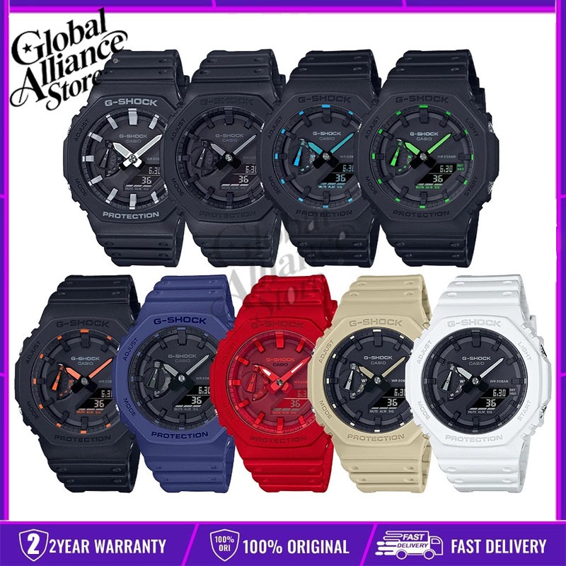 Jam tangan lelaki GA-2100 Series นาฬิกาผู้ชายผู้ชายแฟชั่นกีฬา Dual Screen มัลติฟังก์ชั่นนาฬิกาอิเล็ก