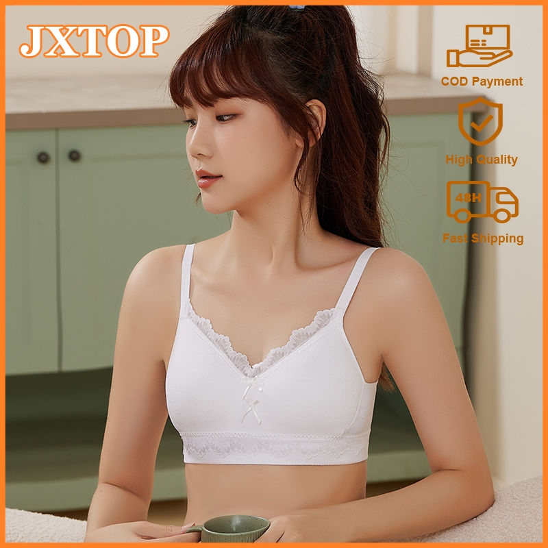 JXTOP นักเรียนมัธยมปลายเสื้อชั้นในระบายอากาศไร้สายแบบบาง นักเรียนมัธยมต้น ช่วงการพัฒนา เต้านมขนาดเล็ก ดันขึ้น ชุดชั้นใน