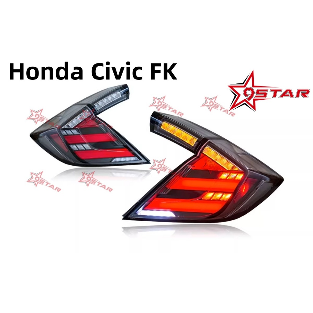 Plug and Play Honda Civic FK7 FK8 TYPE-R hatchback 2016-2020 ไฟท้าย LED แบบใส+แดง สไตล์ mugen