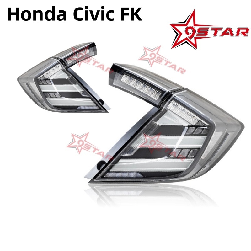 Plug and Play Honda Civic FK7 FK8 TYPE-R hatchback 2016-2020 ไฟท้าย LED แบบใส+ขาว สไตล์ mugen