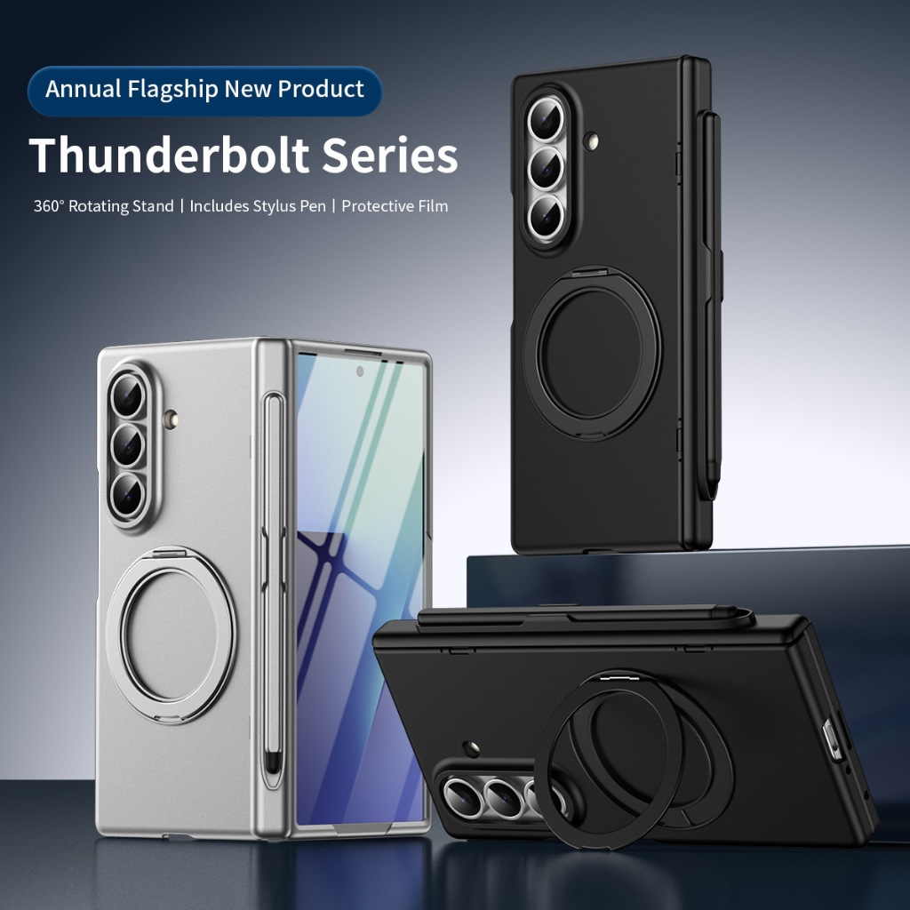 เคส Samsung Galaxy Z Fold พร้อมขาตั้งหมุนปากกา รองรับรุ่น 7/6/5/4 ปกป้องรอบด้าน
