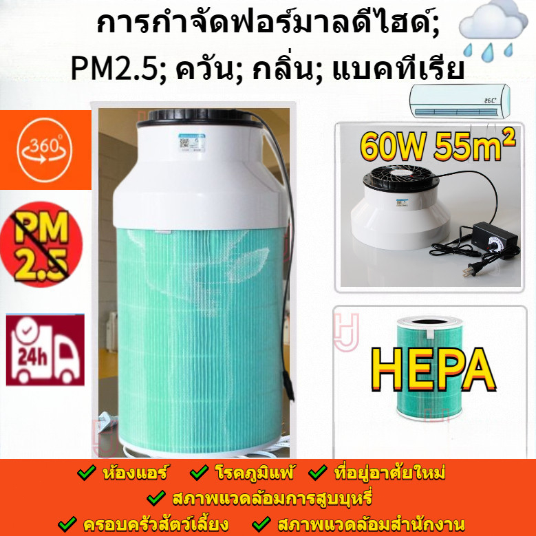 JH สไตล์ใหม่✨HEPA เครื่องฟอก 🌟เครื่องฟอกอากาศสําหรับ เครื่องฟอกอากาศ ปรับความเร็วได้ รองรับฟิลเตอร์ 