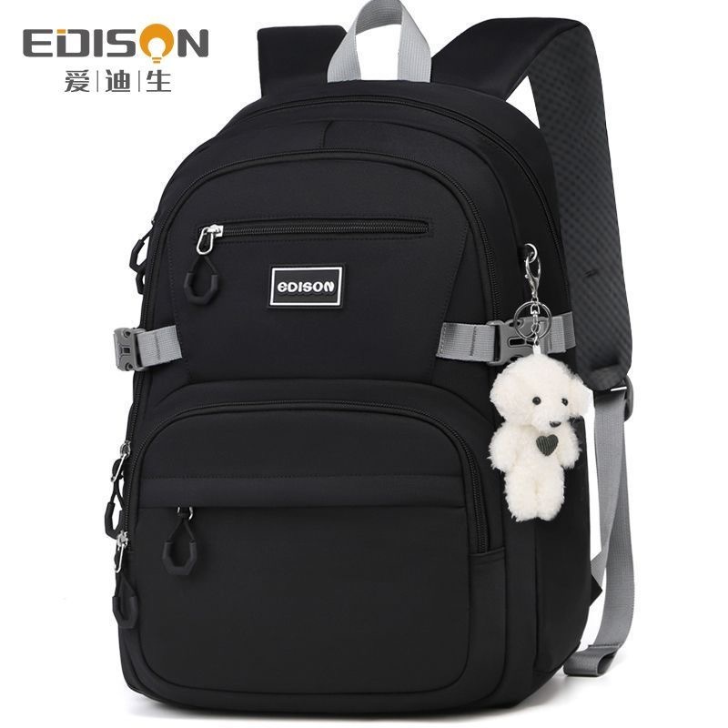 EDISON กระเป๋าเป้นักเรียนมัธยม นักศึกษามหาวิทยาลัย ผู้ชายผู้หญิง | ป้องกันหลังงอ ใส่แล็ปท็อป 15.6 นิ้ว กันน้ำ เบา มีช่องเก็บของมาก ทนทาน COD