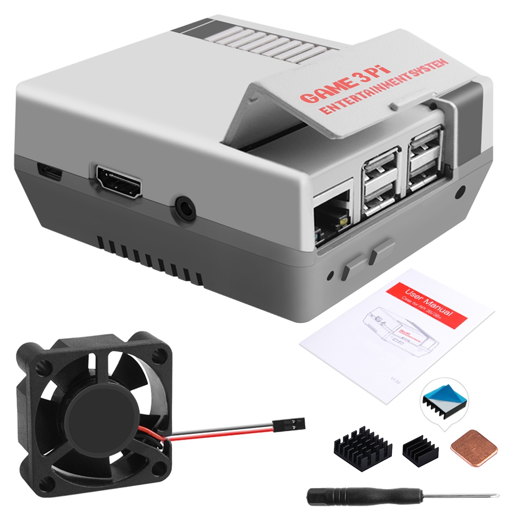 52Pi Raspberry Pi 3B+ Case, Raspberry Pi Case with Fan, Retro GAME 3Pi Case with Cooling Fan, Raspbe