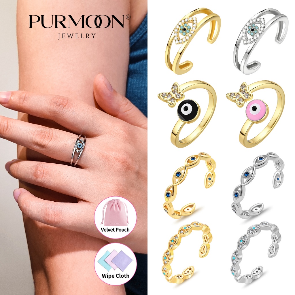 แหวนเปิดปรับได้ Purmoon เพิ่ม luck และพลังบวก สำหรับทุกเพศ เป็นของขวัญแฟชั่นยอดนิยมR119