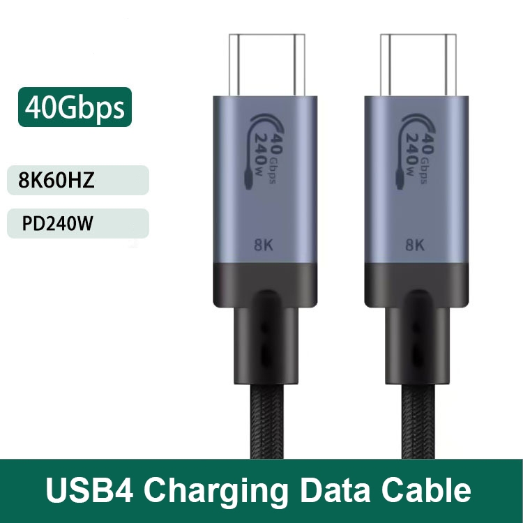 USB4 สาย USB C 40Gbps 4K PD 240W 8K 60Hz Type-C ถึง Type-C ถึงสายใช้งานร่วมกับ Thunderbolt 3 4 สําหรับแล็ปท็อป Docking Station แท็บเล็ตโทรศัพท์มือถือ Monitor