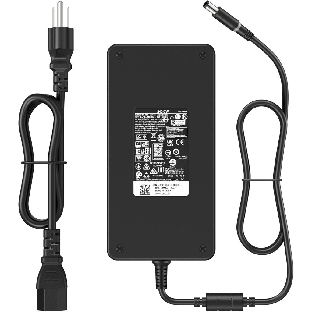 240W แล็ปท็อปชาร์จใช้งานร่วมกับ Dell Alienware 15 R2 R3 R4 17R3 R4 R5 Alienware M15 M16 M17 X15 X16 