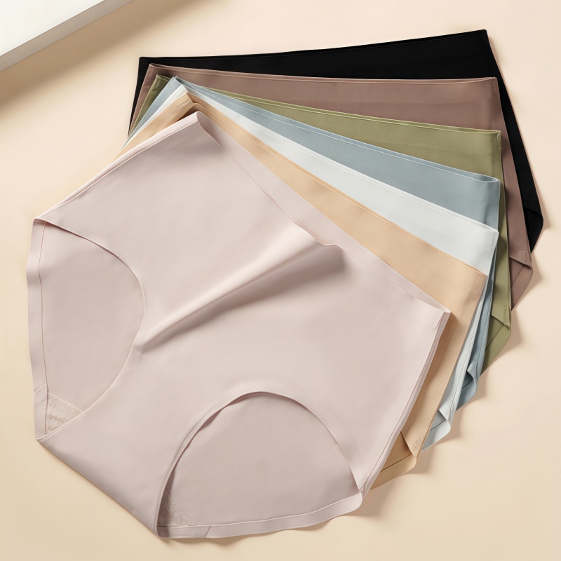 4PCS ชุดชั้นในสตรีไร้ตะเข็บคุณภาพสูง เอวกลาง